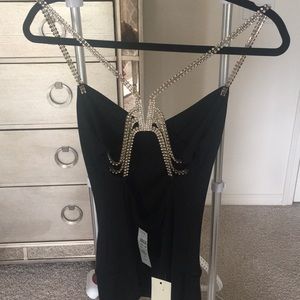 Brand New Bejeweled Black Cami Top